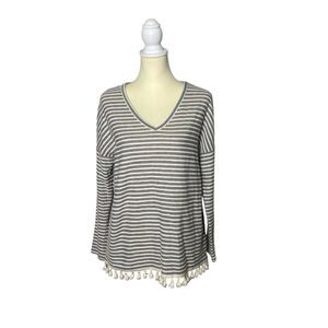 Ruff Hewn Long Sleeve Striped V-Neck Lightweight Sweater Women's Size Medium